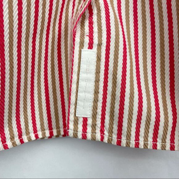 Tommy Hilfiger | Woman Red & Tan Striped Textured Long Sleeve Button Down Shirt - Picture 9 of 11